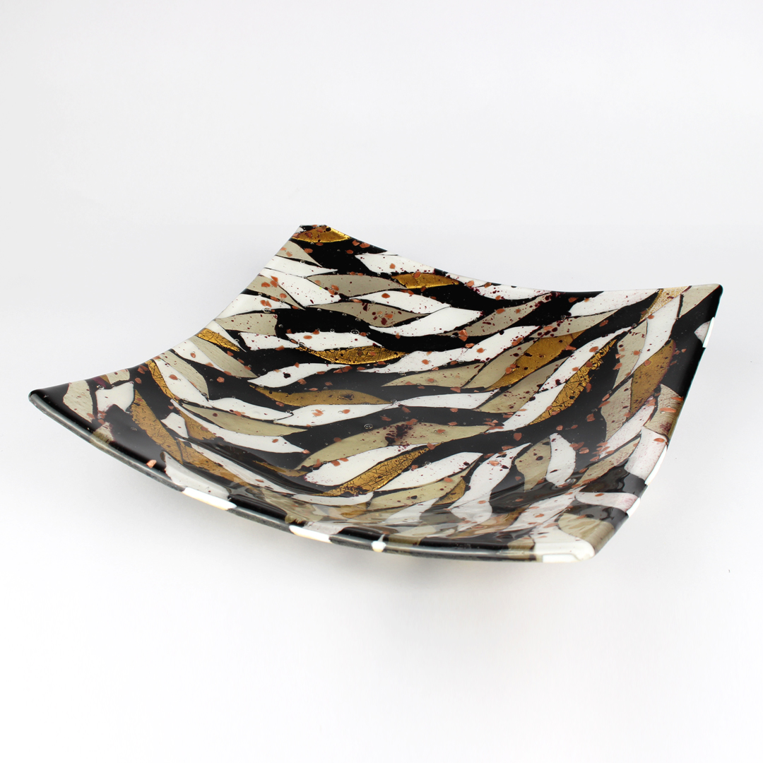 3148 ORIGINALMURANOGLASS Квадратное блюдце Нюанс - чёрное - Original Murano Glass OMG 8 см  - Вид №1