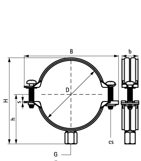 3008064 Bifix® G2 Хомуты (M8/10) (BUP1000) для изолированных, стальных, медных, чугунных и пластиковых (многослойных) труб walraven  - Вид №1