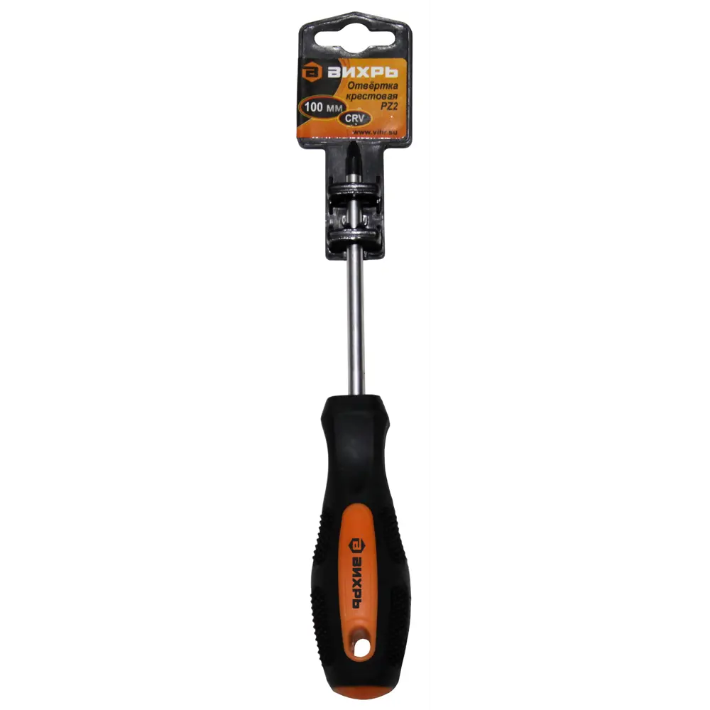 Отвертка крестовая ВИХРЬ PZ2x100 мм для профессионального монтажа 87482595 STLM-1406407