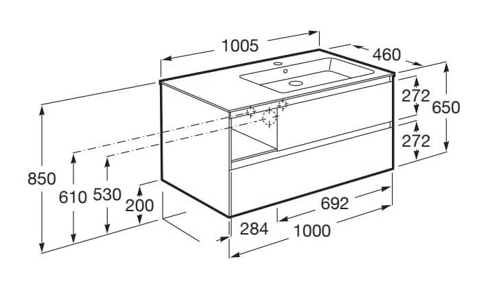 Деревянный шкаф для умывальника со встроенной раковиной с ящиками Roca UNIK 85193 ARCH-00064828 - Вид №13