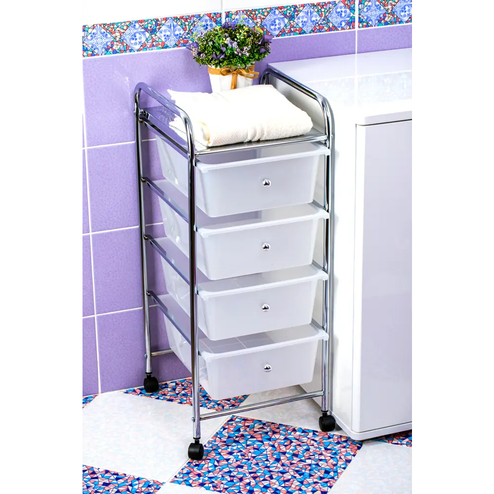 Стеллаж четырехъярусный Swensa, 31.8х76.5 см, цвет хром SWFL STLM-2020608 - Вид №1