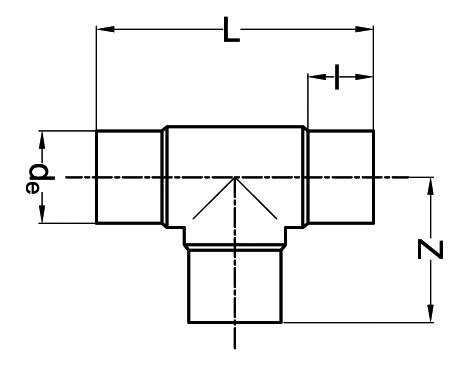 SANIT 221187411200020 Тройник 90 °, PE 100, SDR 11, длинный  - Вид №1
