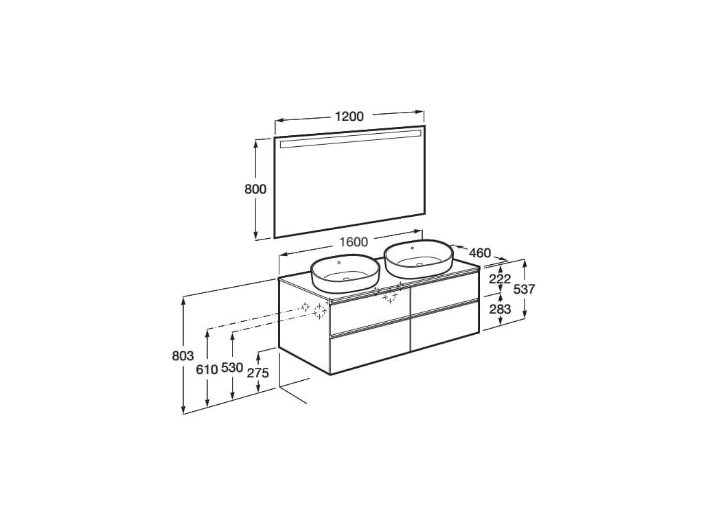Деревянный двойной умывальник с ящиками Roca The Gap ARCH-00074708 - Вид №12