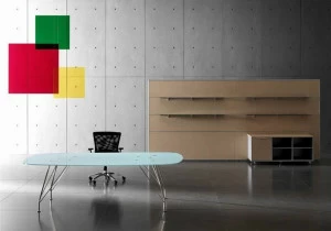 MASCAGNI Рабочий стол из нержавеющей стали и хрусталя Meeting