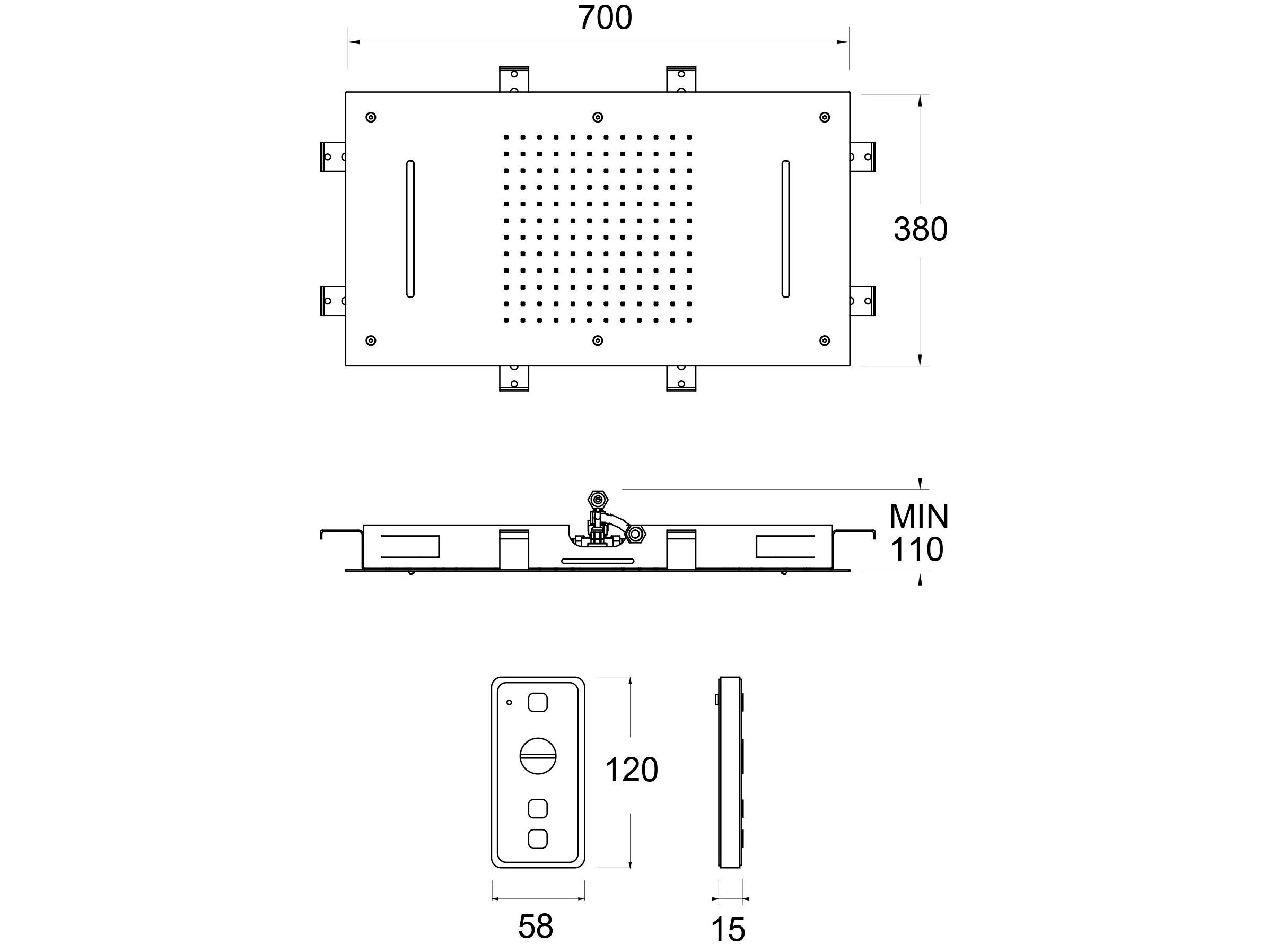 Встраиваемая потолочная душевая головка с хромотерапией GUGLIELMI RUBINETTERIE Water Therapy ARCH-00063642 - Вид №2