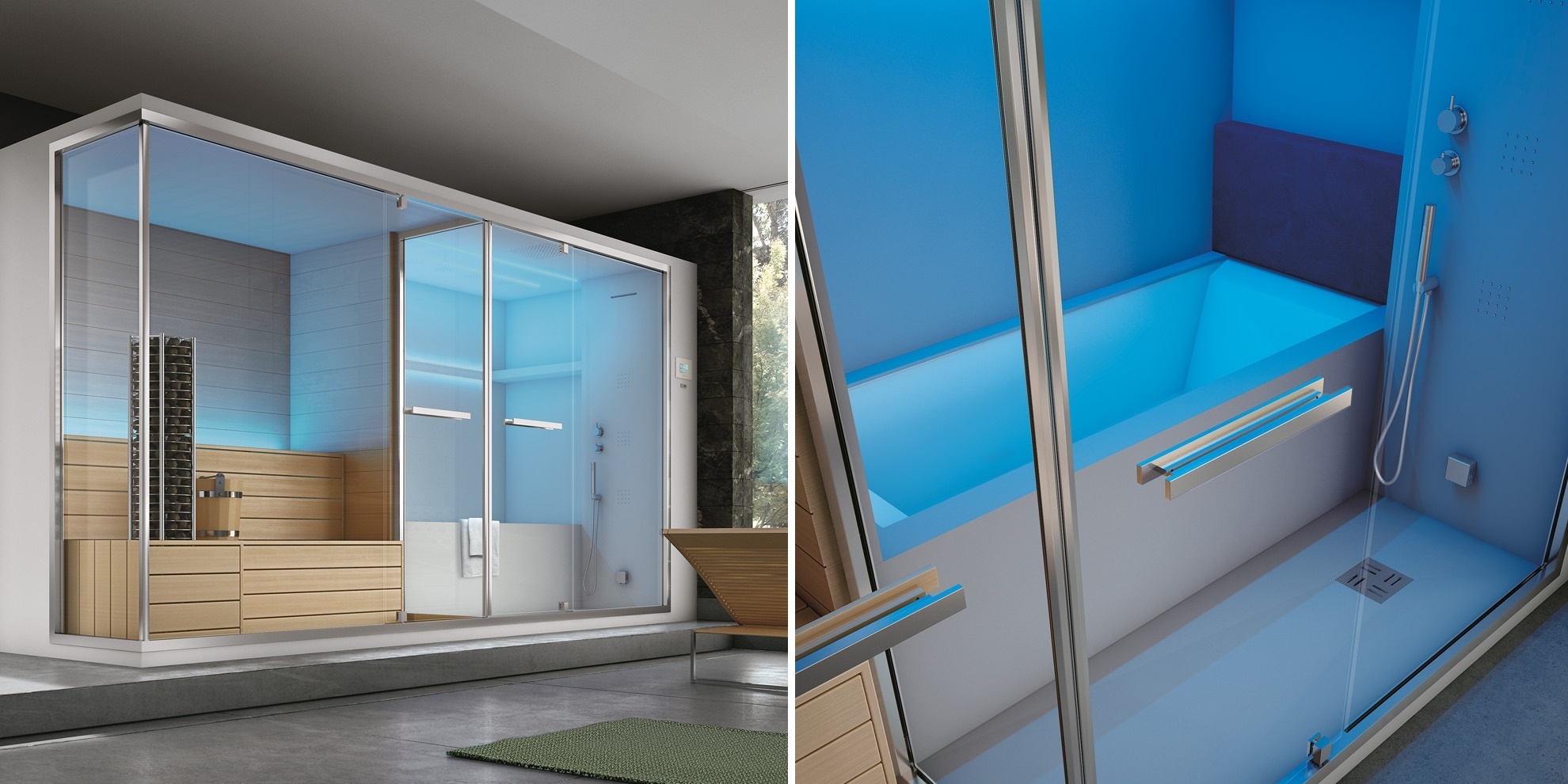 Спа: Ванна Сауна Хамам Душ 395 ПРИСТЕННАЯ OLIMPO Gruppo Geromin SSAOL9P1DA - Вид №2