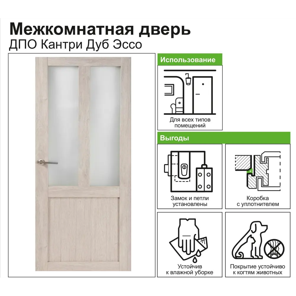 Дверь межкомнатная остеклённая Кантри 90x200 см, ПВХ, цвет дуб эссо, с фурнитурой 82248244 STLM-2063324 МАРИО РИОЛИ  - Вид №5