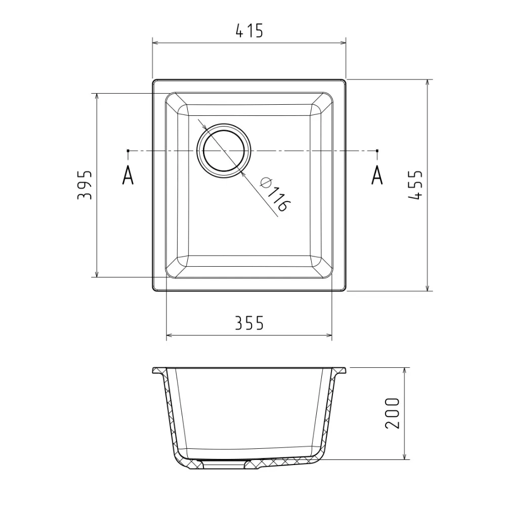 Кухонная мойка Кварц Ewigstein S560 GranFest 3540-S560 - Вид №1