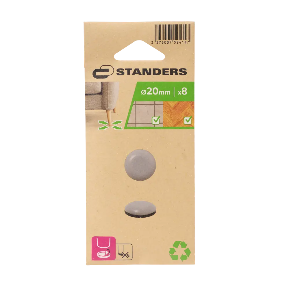 Накладки Standers 20 мм ПВХ круглые цвет серый 8 шт STLM-2139367 - Вид №2