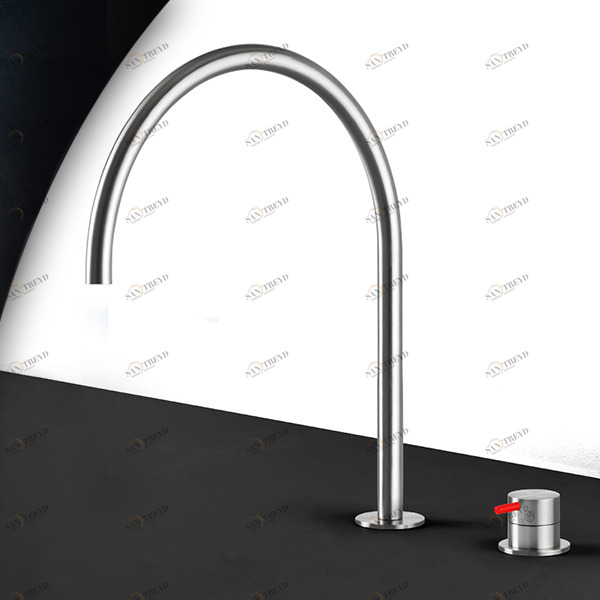 Смеситель для раковины сталь матовая с красной ручкой Toki Radomonte TKI33SCIL25