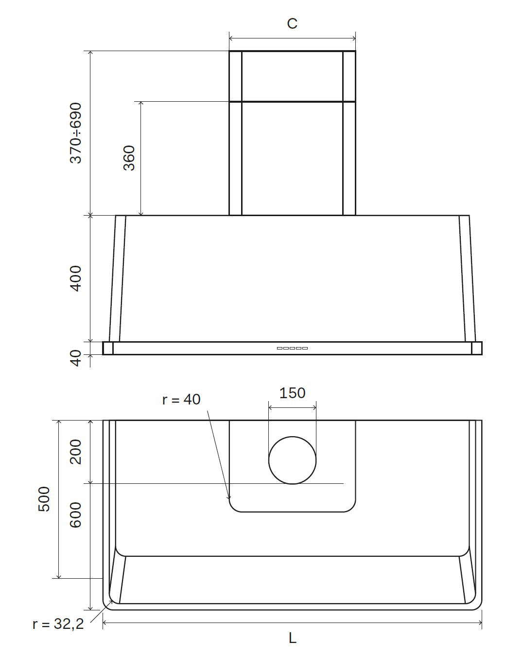 Настенный стальной вытяжной шкаф Ilve Majestic ARCH-00110650 - Вид №1