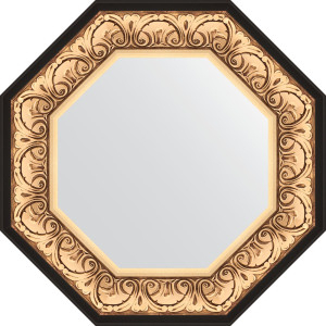 BY 3844 Зеркало в багетной раме - барокко золото 106 mm EVOFORM Octagon
