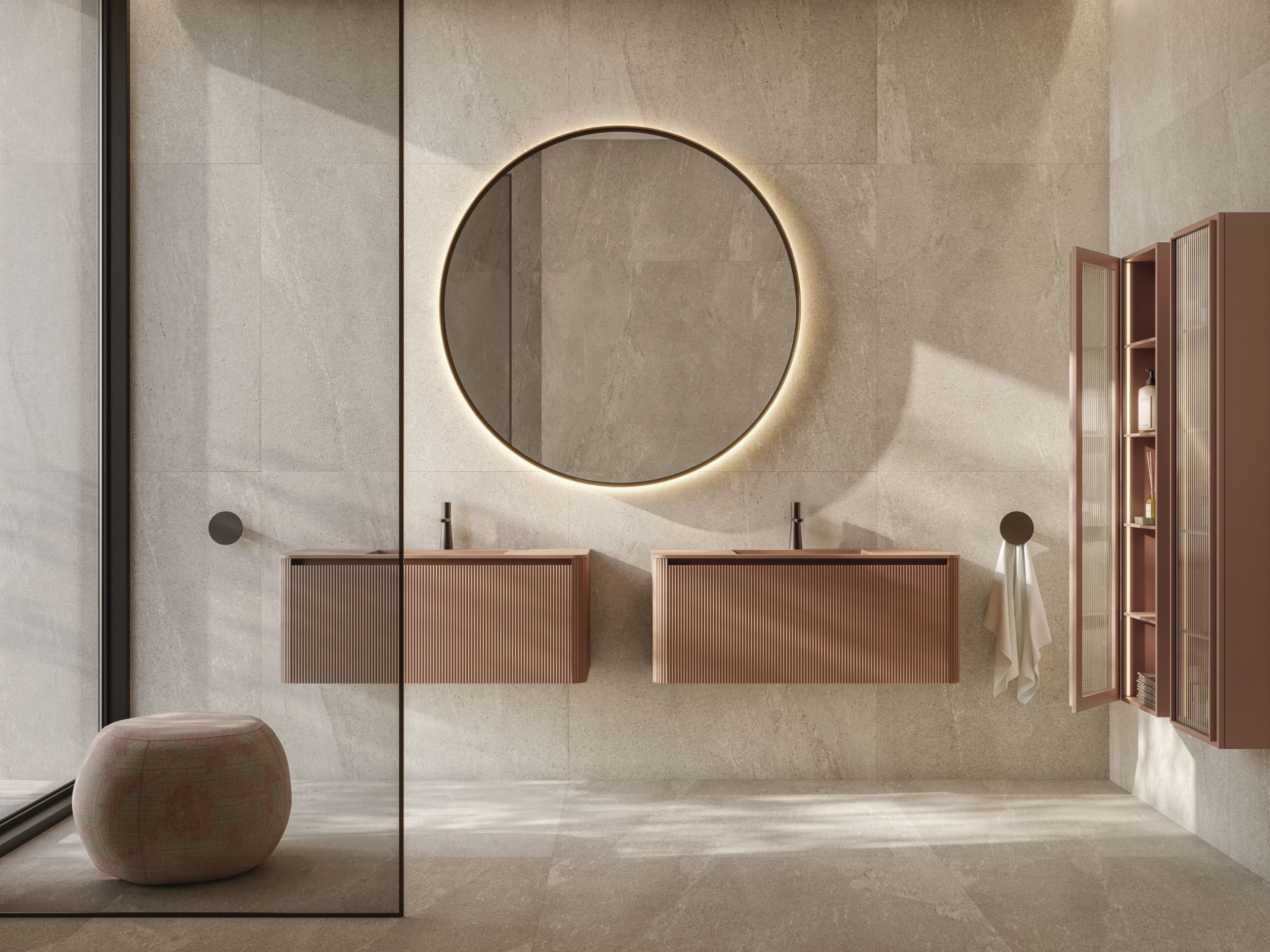 Подвесной умывальник HPL с зеркалом Mobilcrab Infinity Round ARCH-00069092