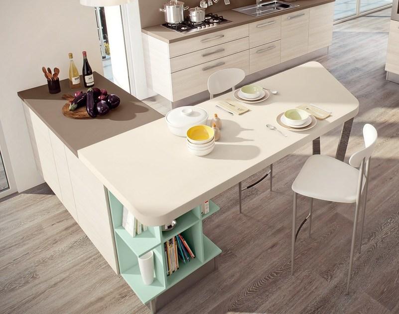 Cucine Lube Лаковая оборудованная кухня с полуостровом Swing sun-id-1383853 - Вид №1