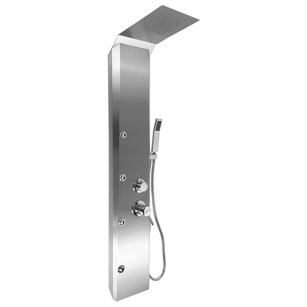 GFmark - Душевая панель РАЗБОРНАЯ - "тропический душ" с двумя лейками, корпус МАТОВАЯ нержавеющая сталь марки 304, код: 5511 