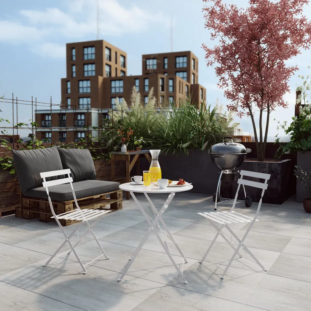 Стол садовый круглый Naterial Flora Origami складной 60x71 см сталь кремовый Товар без серии STLM-2102469 - Вид №13