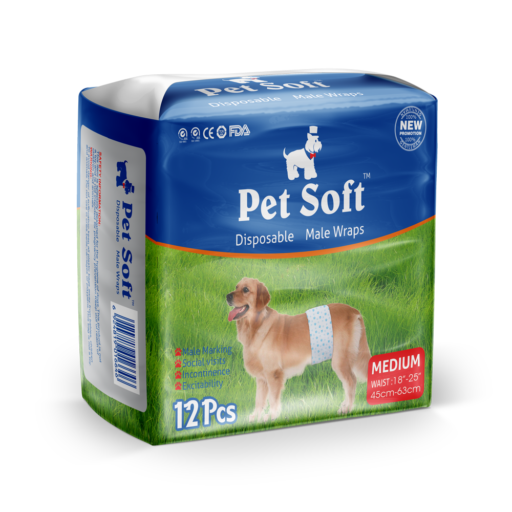 ПР0046995 Пояса Male Diaper одноразовые впитывающие для кобелей размер M, 12шт PET SOFT 