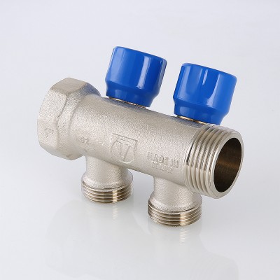 VTc.560.NE.060502 Коллектор с регулирующими вентилями и комплектом ручек Valtec 1", 2 x 3/4"  - Вид №5