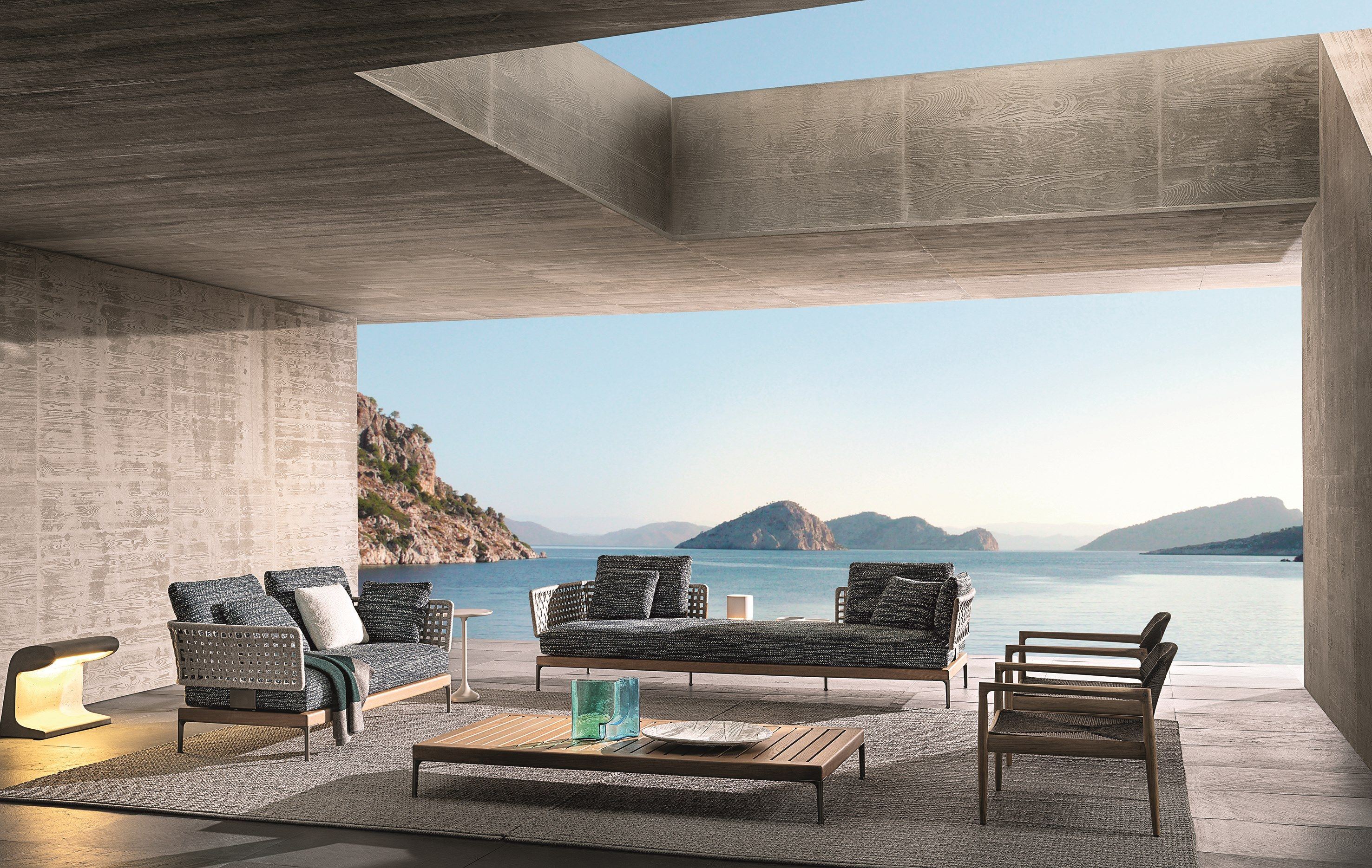 3-местный открытый диван из ткани с тиковым основанием Minotti патио ТИК ARCH-00046890 - Вид №2