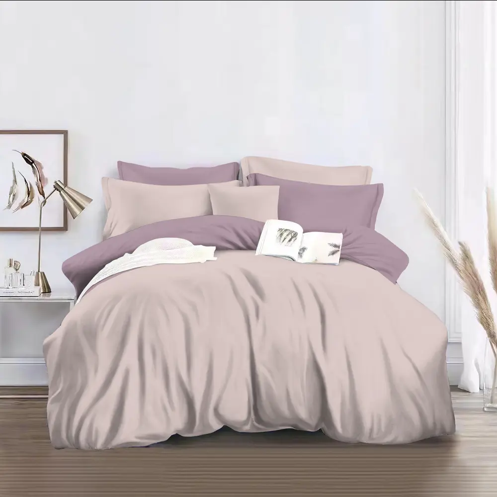 Комплект постельного белья Minimalism 471 двуспальный полисатин бежево-розовый Santreyd STLM-2086878