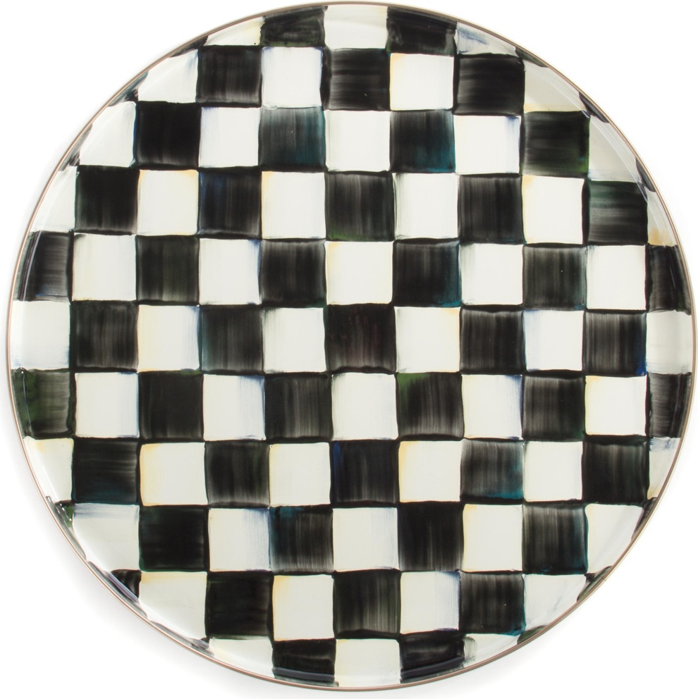 10654520 Mackenzie-Childs Поднос круглый Courtly Check Сталь 