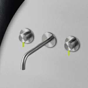 Смеситель для раковины сталь матовая с зеленой ручкой Toki Radomonte TKI29SCIL23