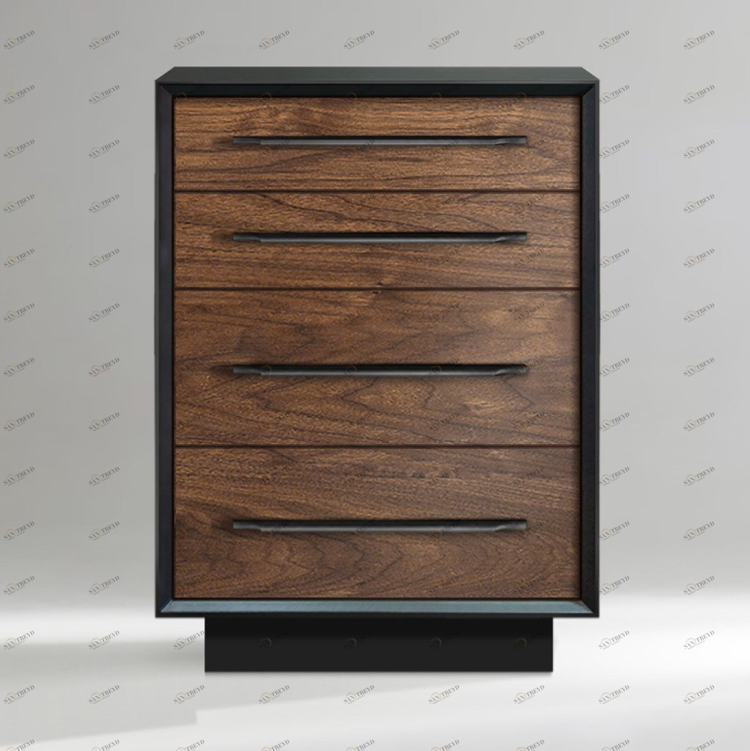 Комод с 4 ящиками 94 см американский орех Garon ACWD GARON 00-3981961 Коричневый;орех;черный 