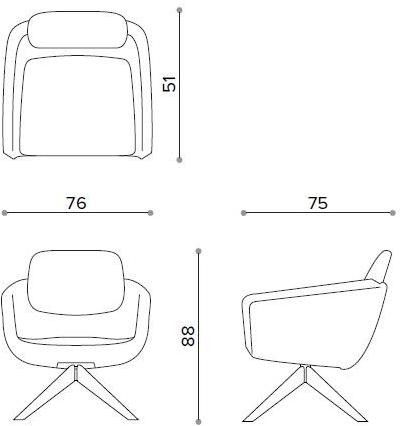 True Design Кресло из ткани с подлокотниками Arca Aa 8090 - Вид №7