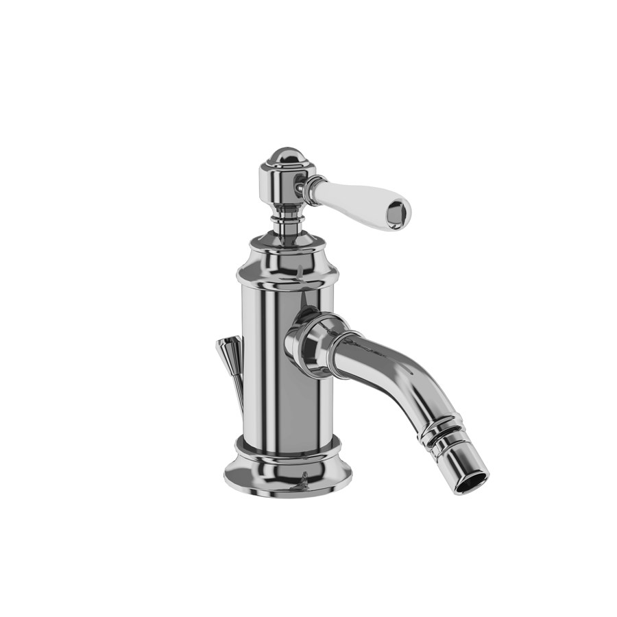 Burlington Arcade Смеситель для биде, однорычажный, Arcade, со сливным клапаном Никель с белым рычагом AWL13N  - Вид №6