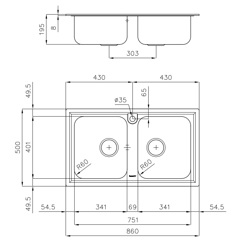 5886060 Мойка Elettra 5886060 Fosterspa  - Вид №1
