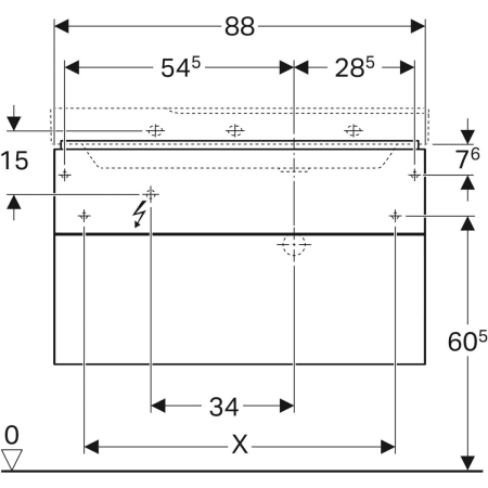 500.515.01.1 Шкафчик для раковины Geberit Xeno² с полкой, с двумя выдвижными ящиками Geberit  - Вид №12