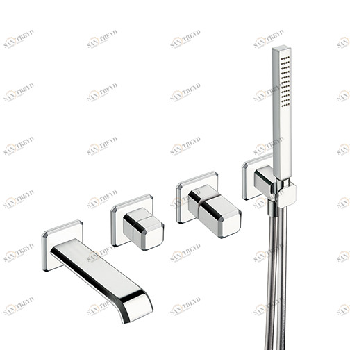 CRIIT102 Внешние части смесителя для ванны / душа для CRICS100 (правая сторона) - CRICS101 (левая сторона) с переключателем на 2 выпускных отверстия, гибким шлангом LONG LIFE, ручным душем из латуни с защитой от известкового налета и металлической пластин CRISTINA Rubinetterie 