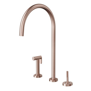 01546569 Кухонный настольный смеситель с джойстиком и боковым душем из матовой меди Docol MIX&MATCH