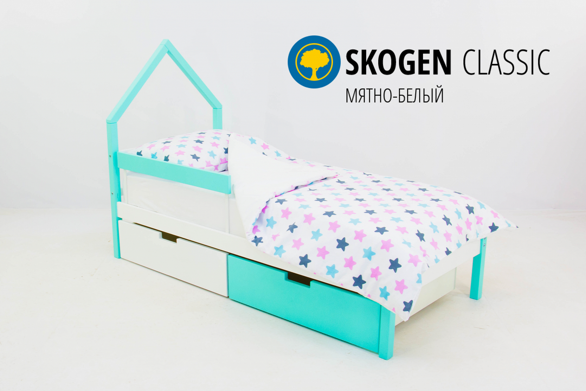 Детская кровать-домик мини Svogen мятно-белая БЕЛЬМАРКО  326846 Голубой Santreyd  - Вид №1