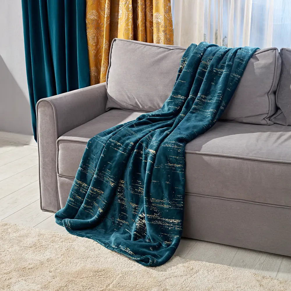 Плед Naima 150x200 см фланель цвет темно-зеленый Ardenza Подиум STLM-2031619 - Вид №3