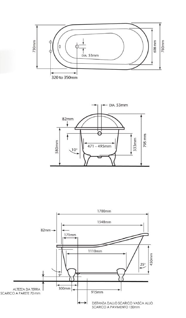 Чугунная ванна на ногах Gaia Mobili Complements ARCH-00078486 - Вид №2