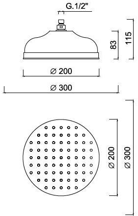 Rubinetteria Giulini Лейка дождевого душа потолочная Londra 1714 - Вид №1