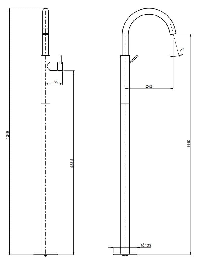 Однорычажный смеситель для раковины из нержавеющей стали Rubinetterie Frattini Pepe XL 316 ARCH-00143744 - Вид №3