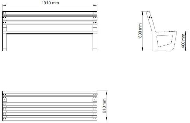 ENCHO ENCHEV - ETE Скамья из металла и дерева со спинкой  144  - Вид №4