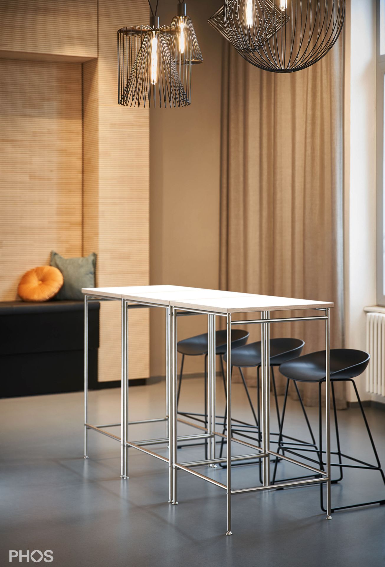 KATI-T1-60x60-MW Стол Karlsruhe - барный стол t1 с белой столешницей - 60 x 60 x 105 см. PHOS  - Вид №2