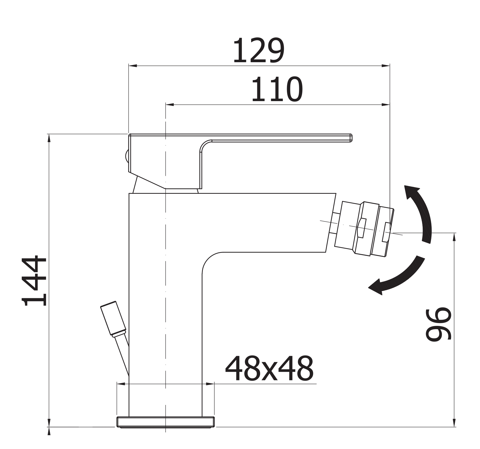 Смеситель на биде однорычажный, без донного клапана CEZARES EFFECT-BSM1-01-W0 - Вид №1