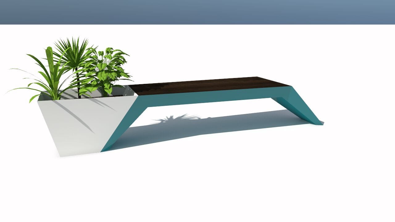 Скамейка из дерева и листового металла со встроенной плантатором без спинки CITYSì URBAN ARCH-00044158 - Вид №9