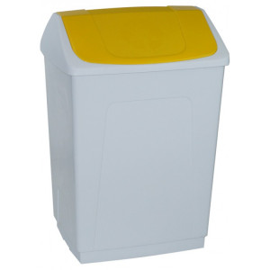 242633 DENOX Ведро пластиковое белое с плавающей желтой крышкой 55 л. Белый с желтой крышкой