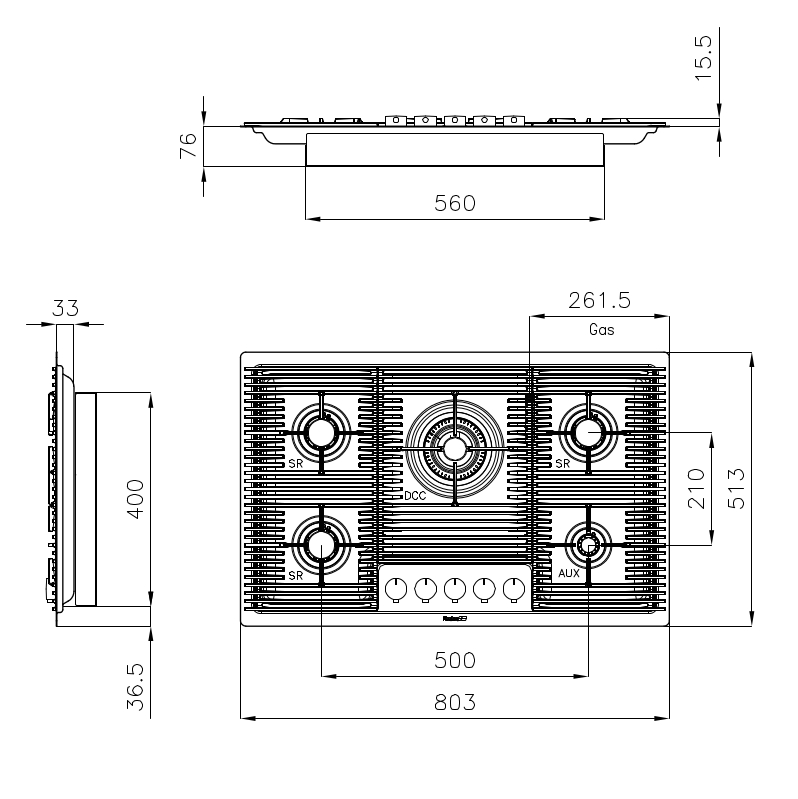 7682000 Варочная панель Milanello 5F - 7682000 Fosterspa  - Вид №1