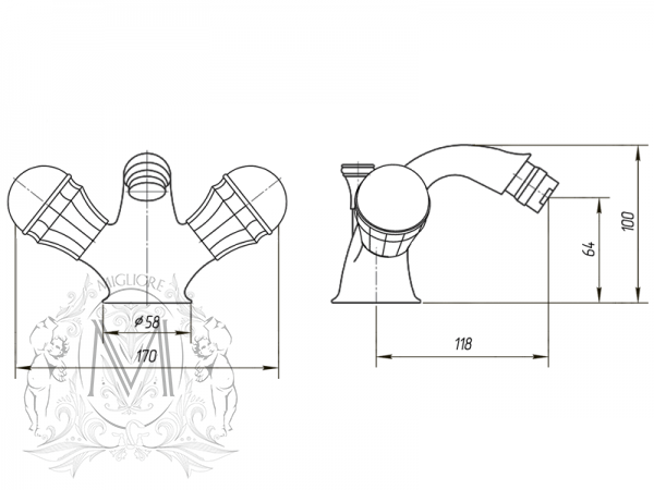 Смеситель MIGLIORE Korona ML.KRN-4744.CR для биде - хром  - Вид №2