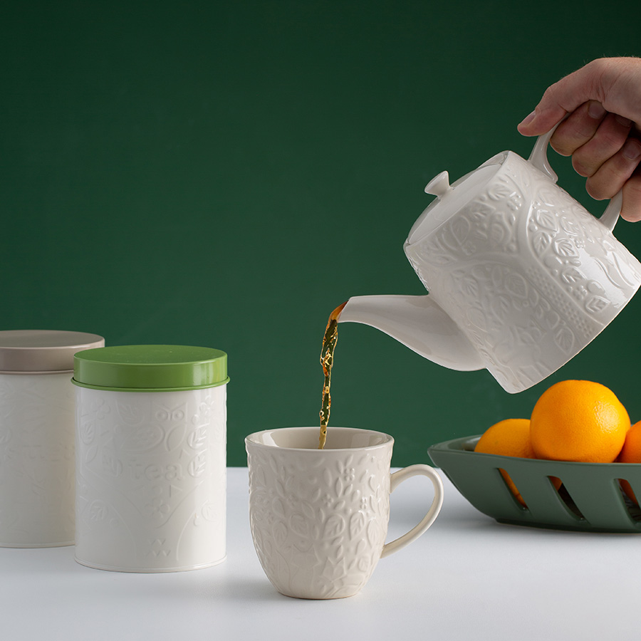 2002.218 Банка для чая in the forest, 1,3 л, бело-зеленая Mason Cash  - Вид №1