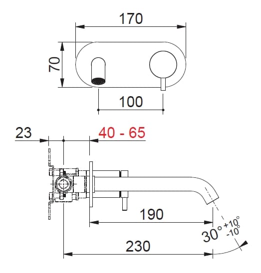 Настенный смеситель для раковины из нержавеющей стали с аэратором и плитой BEAMTECH Timeless ARCH-00145410 - Вид №2