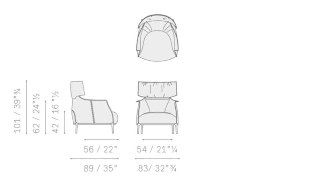 Тканевое кресло с подголовником и подлокотниками Poltrona Frau коллекция - диваны и кресла ARCH-00082443 - Вид №2