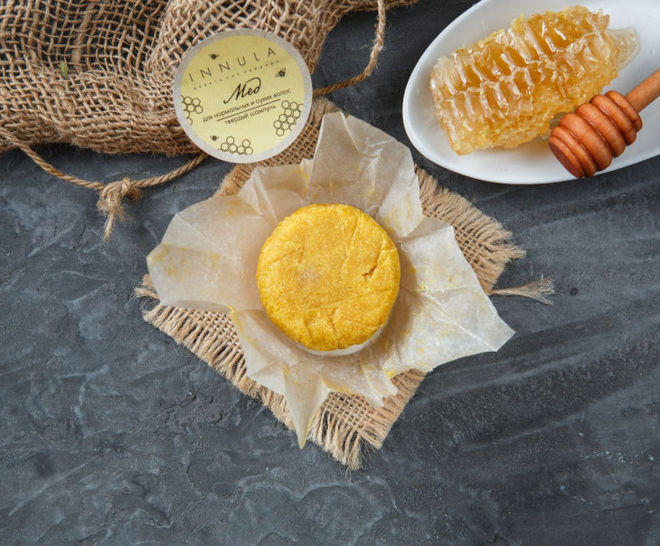 3920 Твердый шампунь "Мед" для нормальных и сухих волос Вкусляндия 