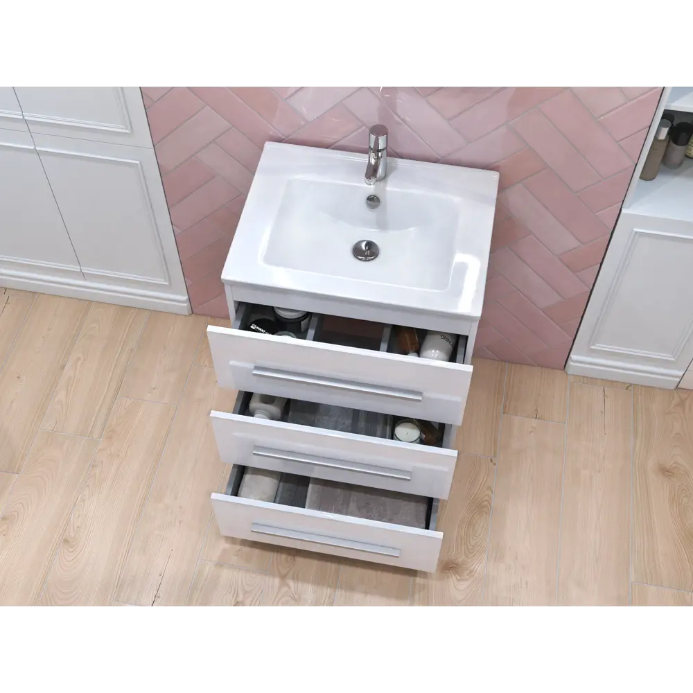 Тумба под раковину напольная Vigo Yuma 60 см цвет белый STLM-2067515 - Вид №9